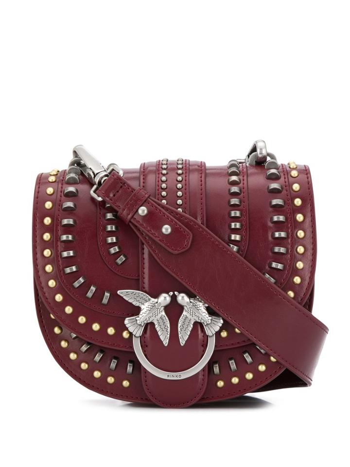 Pinko Studded Crossbody Bag - Red