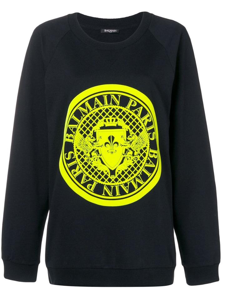 Balmain Logo And Crest-embellished Jumper - Black
