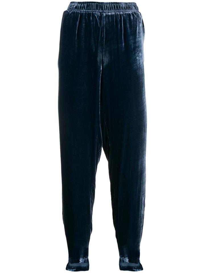 Gold Hawk Asymmetric Hem Cropped Trousers - Blue