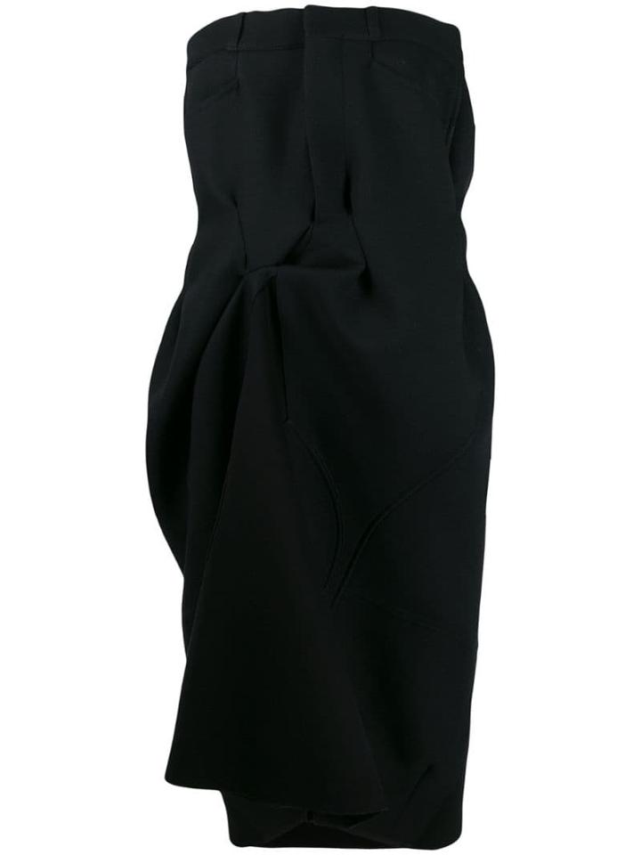 Maison Margiela Strapless Draped Midi Dress - Black