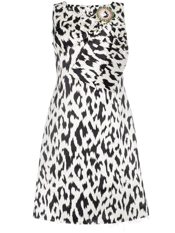 Calvin Klein 205w39nyc Cheetah Print Brooch Embellished Sleeveless