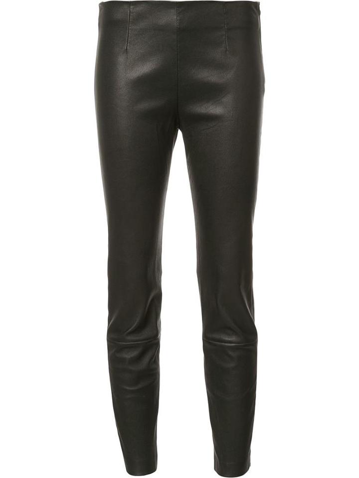 T By Alexander Wang Lambskin Cropped Trousers, Women's, Size: 8, Black, Cotton/lamb Skin/spandex/elastane