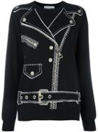 Moschino Biker Jacket Jumper, Women's, Size: Xs, Black, Polyester/rayon/virgin Wool