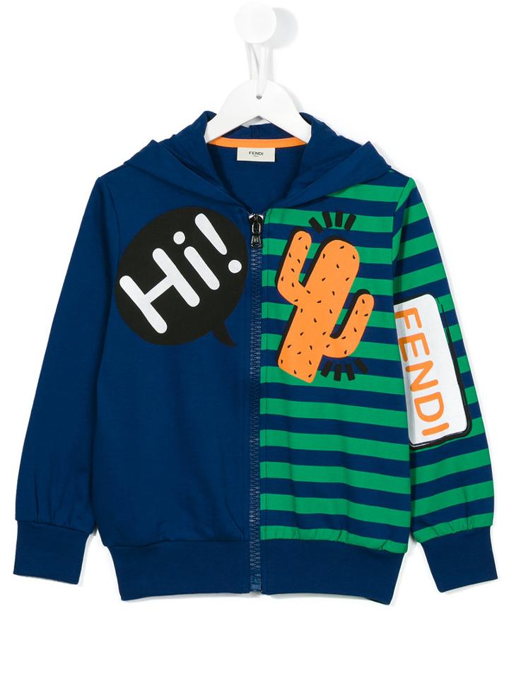 Fendi Kids Striped Hoodie, Boy's, Size: 12 Yrs, Blue