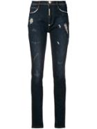 Philipp Plein Crystal-embellished Skinny Jeans - Blue