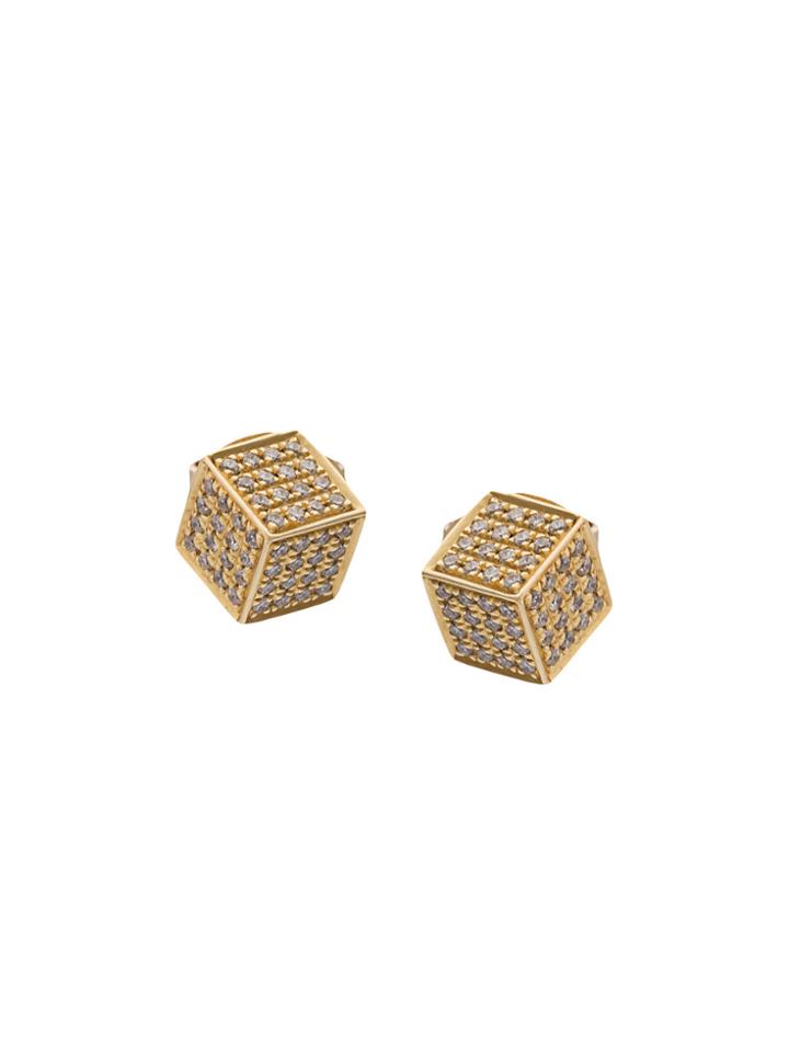 Noor Fares Diamond Cube Earrings - Metallic