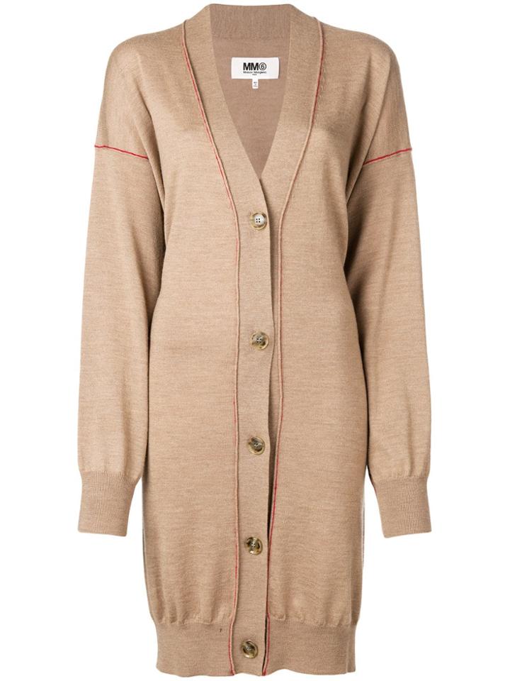 Mm6 Maison Margiela Longline Cardigan - Neutrals