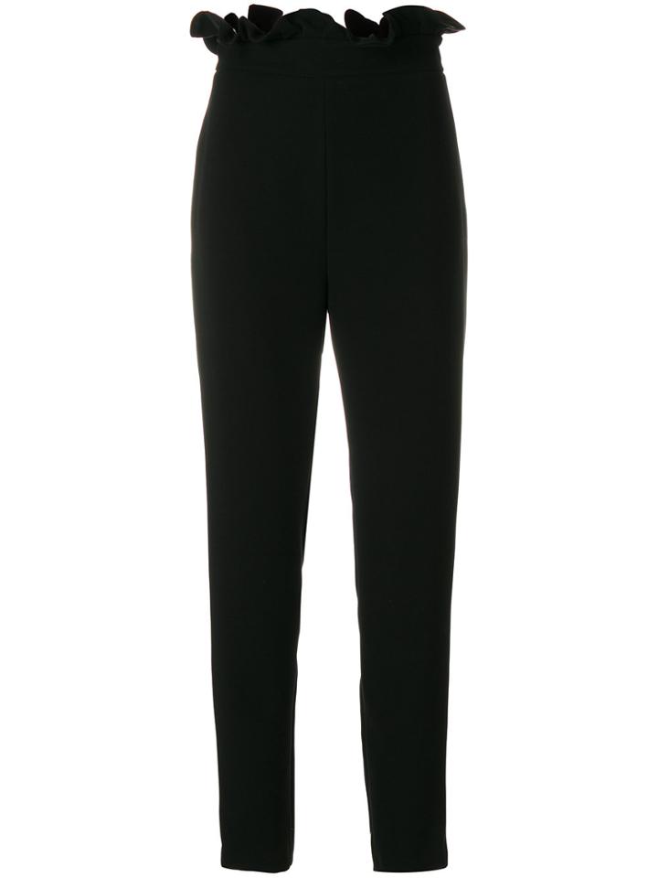 Francesco Paolo Salerno Frill Trim High Waisted Trousers - Black