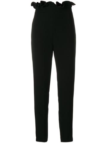 Francesco Paolo Salerno Frill Trim High Waisted Trousers - Black