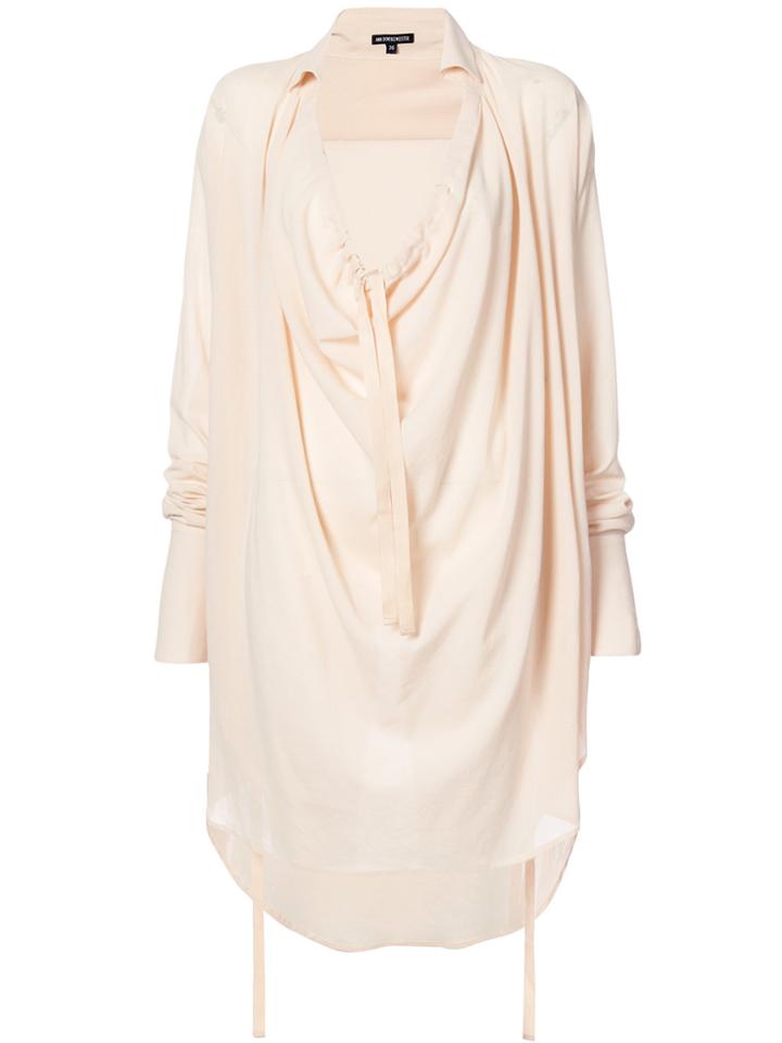 Ann Demeulemeester Drawstring Draped Shirt - Nude & Neutrals