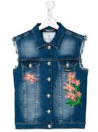 Philipp Plein Kids Denim Vest, Girl's, Size: 16 Yrs, Blue