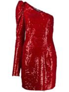 Amen Sequin One-shoulder Mini Dress - Red