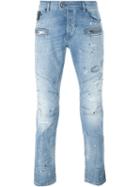 Just Cavalli Paint Splash Detail Jeans, Men's, Size: 50, Blue, Cotton/spandex/elastane
