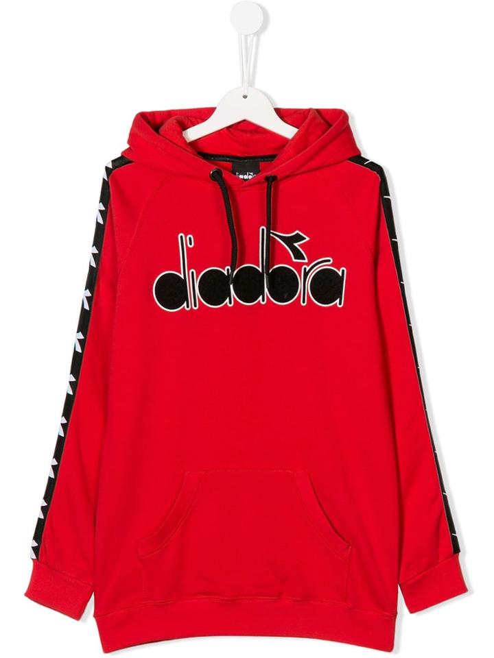 Diadora Junior Teen Logo Print Hoodie - Red