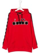 Diadora Junior Teen Logo Print Hoodie - Red