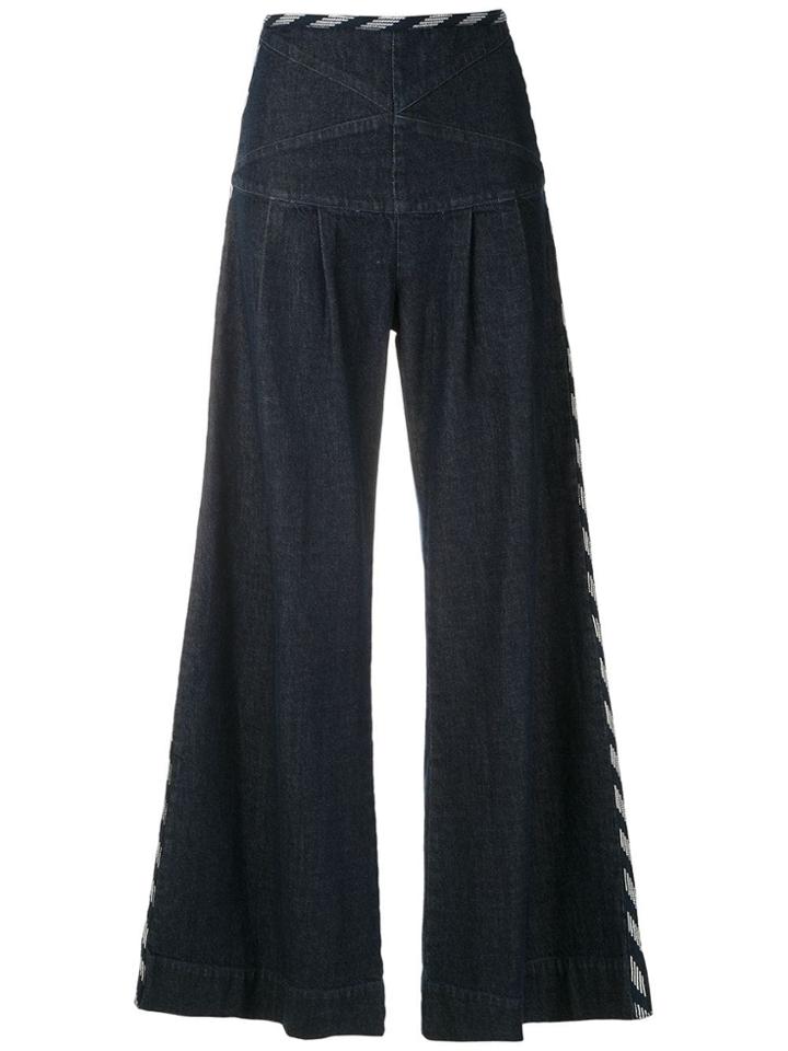 Andrea Bogosian Pock Wide Leg Jeans - Blue