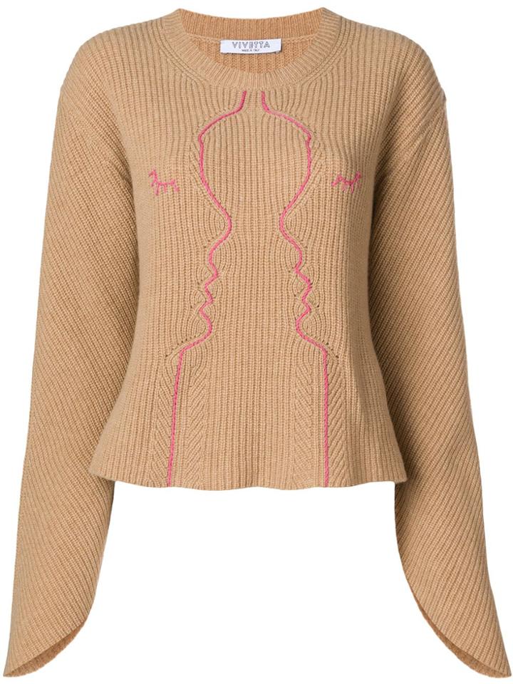 Vivetta Embroidered Design Jumper - Nude & Neutrals
