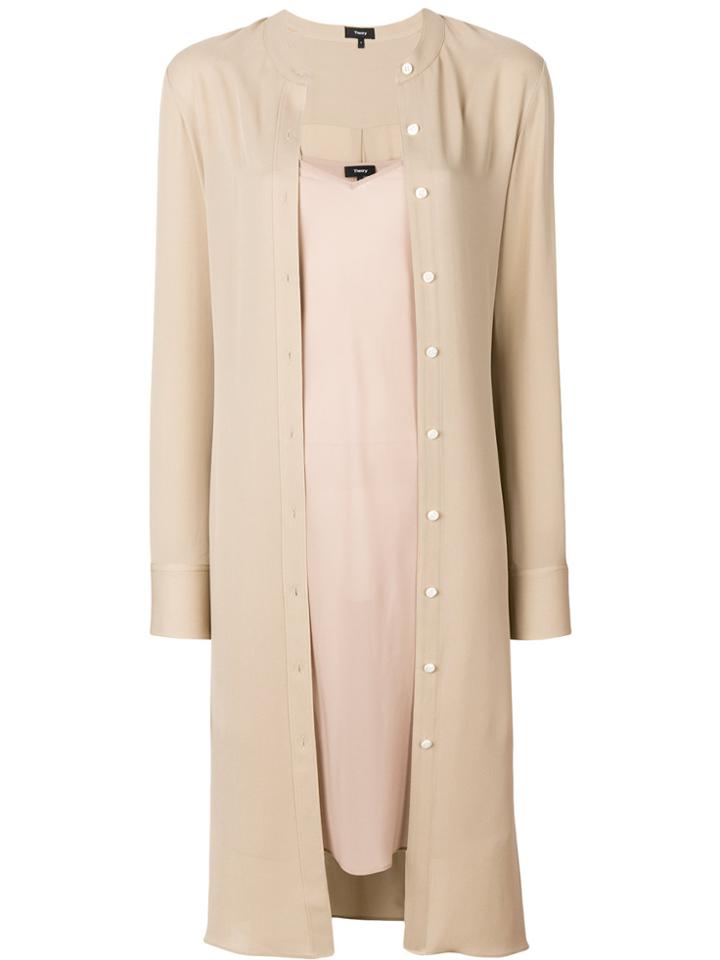 Theory Mandarin Collar Shirt - Nude & Neutrals