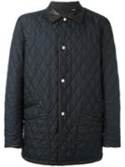 Salvatore Ferragamo Collar Detail Padded Jacket, Men's, Size: 52, Blue, Polyester