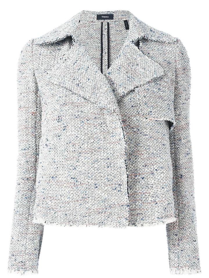 Theory Open Knitted Jacket, Women's, Size: Small, Grey, Cotton/acrylic/polyester