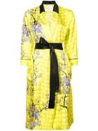 Vionnet Long Belted Blossom Coat - Yellow & Orange