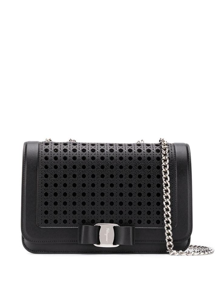 Salvatore Ferragamo Basket Weave Shoulder Bag - Black