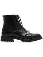 Burberry Chain Detail Lace-up Ankle Boots - Black