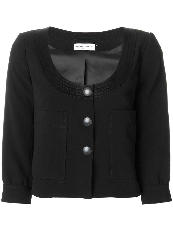 Sonia Rykiel Scoop Neck Cropped Jacket - Black