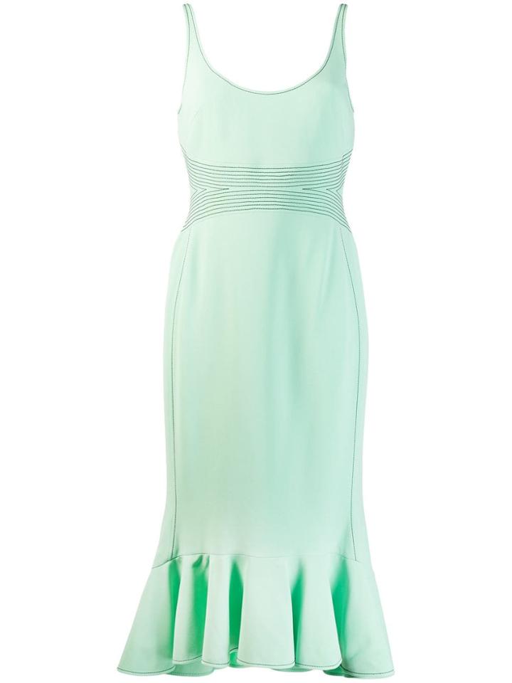 David Koma Ruffled Hem Dress - Green