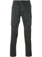 Marcelo Burlon County Of Milan Slim Fit Biker Jeans, Men's, Size: 29, Black, Cotton/polyester/spandex/elastane