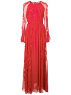 Giambattista Valli Long Draped Ruffles Dress - Red