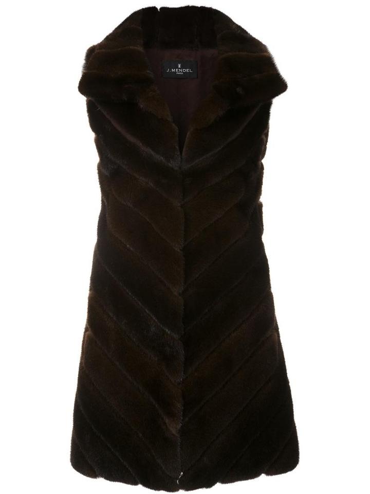 J. Mendel 'chevron' Vest, Women's, Size: 4, Brown, Silk/mink Fur