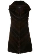 J. Mendel 'chevron' Vest, Women's, Size: 4, Brown, Silk/mink Fur