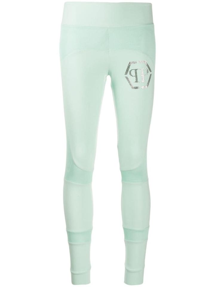 Philipp Plein Embellished Logo Leggings - Green