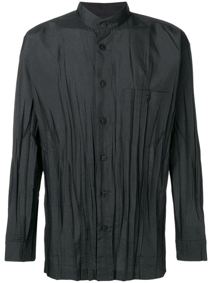 Issey Miyake Men Creased Button Down Shirt - Black