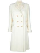 Chanel Vintage Double-breasted Coat, Women's, Size: 42, White