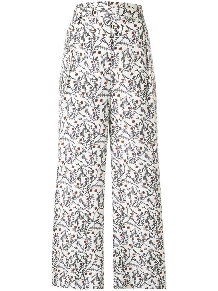 Christian Wijnants Floral Print Flared Trousers - White