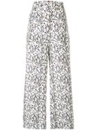 Christian Wijnants Floral Print Flared Trousers - White