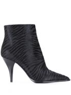 Casadei Zebra Textured Heeled Boots - Black