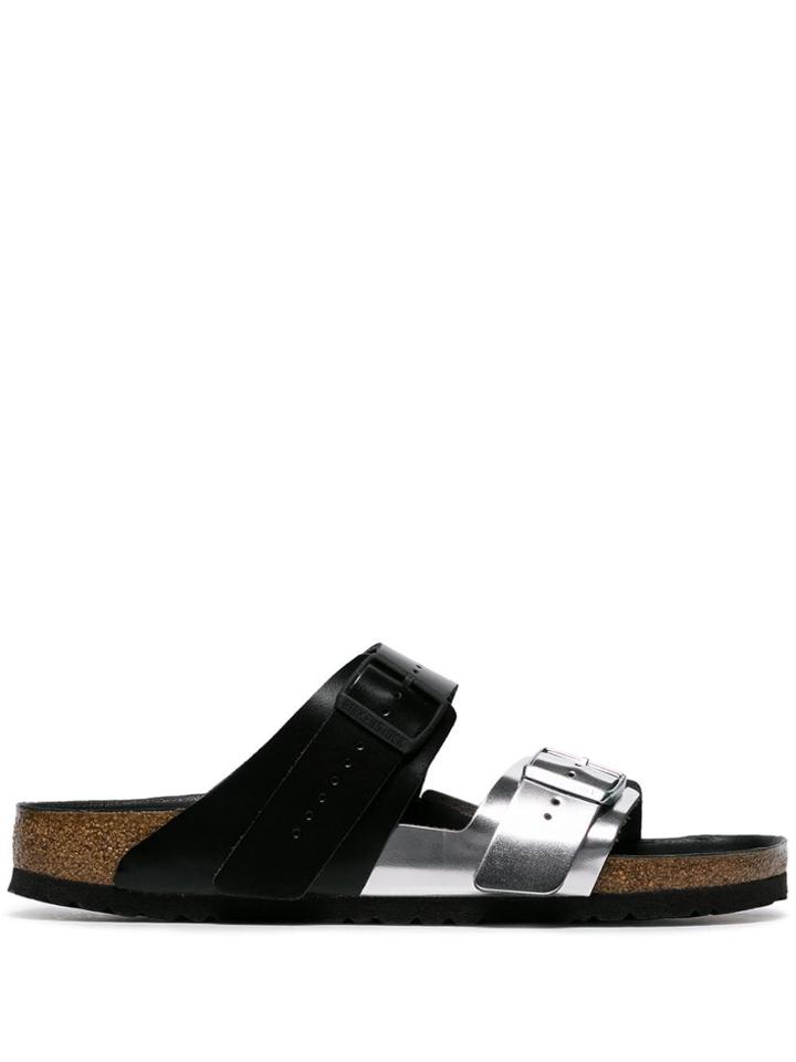 Rick Owens Black And Silver Birkenstock Sandals