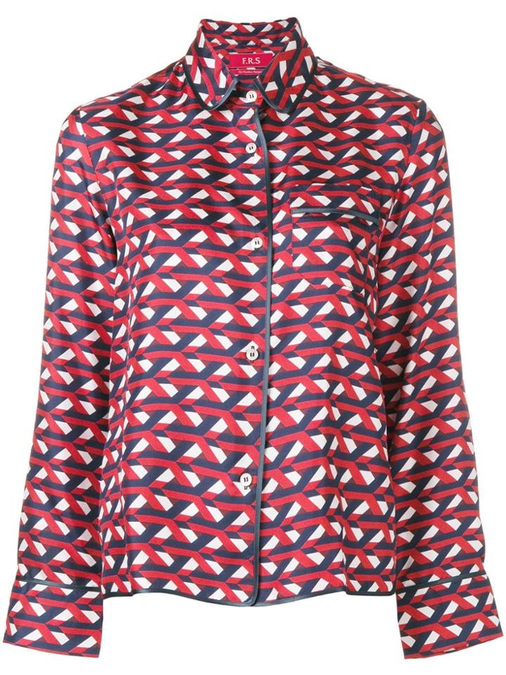 F.r.s For Restless Sleepers Geometric Pattern Printed Shirt - Blue