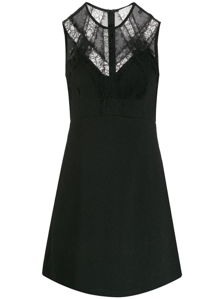 Sandro Paris Lace Panel Short Dress - Black