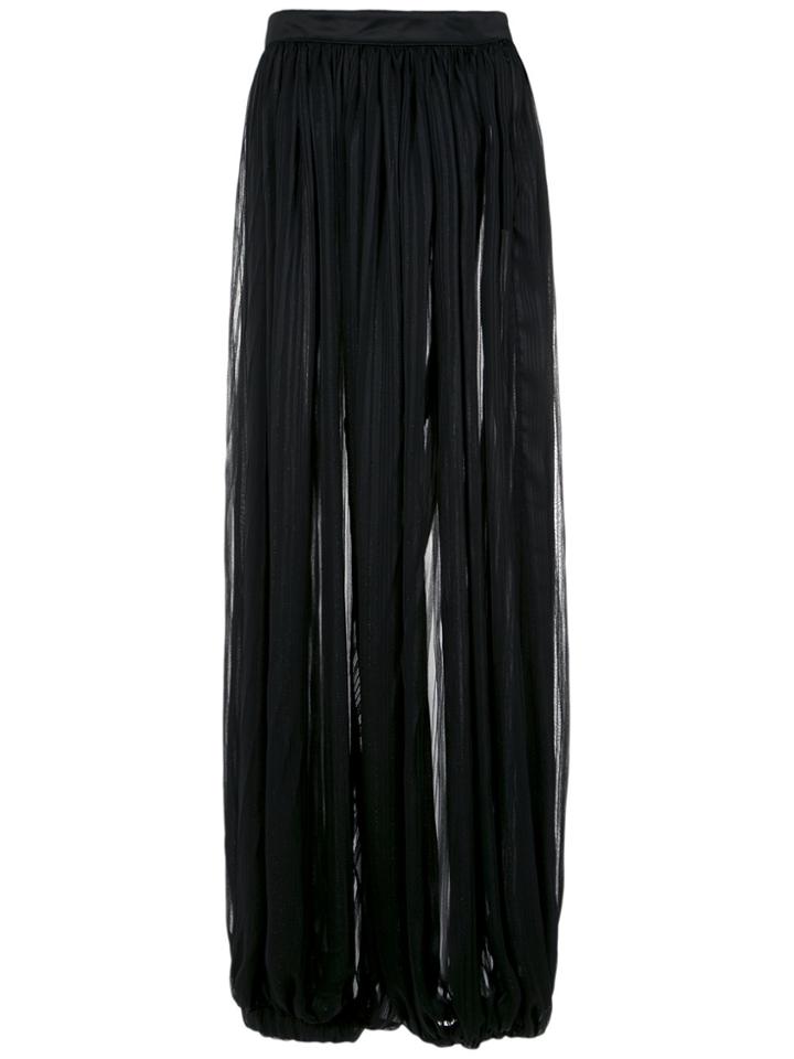 À La Garçonne Sheer Effect Pleated Trousers - Black