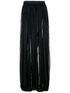 À La Garçonne Sheer Effect Pleated Trousers - Black