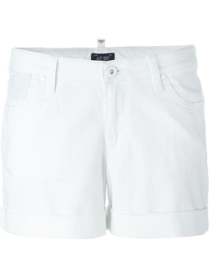 Armani Jeans Cuffed Shorts, Women's, Size: 26, White, Cotton/spandex/elastane