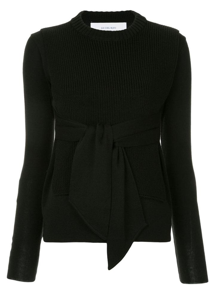 Le Ciel Bleu Front Bow Knit Top - Black