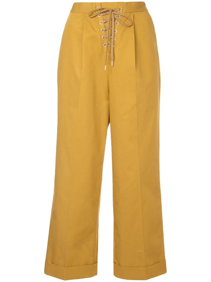 G.v.g.v. Cropped Lace-up Trousers - Yellow & Orange