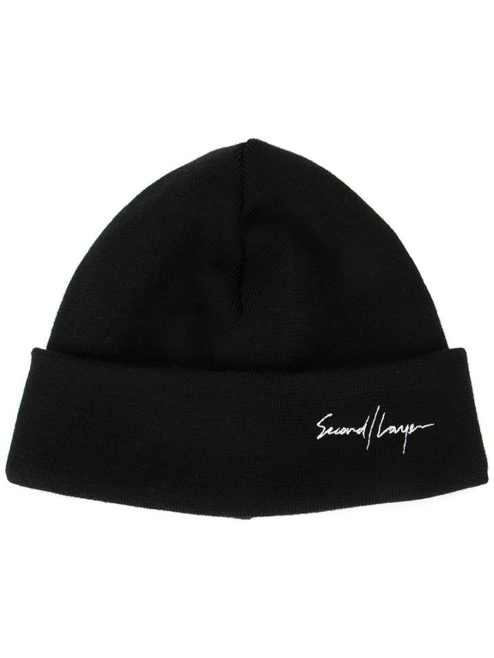Second/layer Embroidered Signatura Beanie, Men's, Black, Merino
