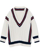 Burberry Kids Teen Stripe Detail Cotton And Merino Wool Sweater -