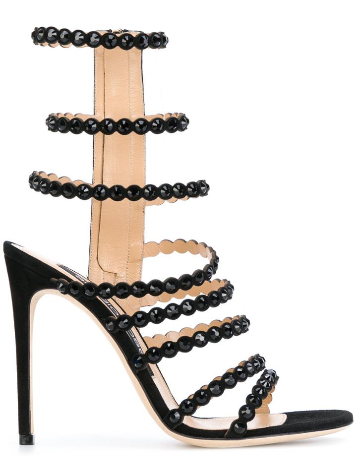 Sergio Rossi Side Zip Stud Sandals - Black